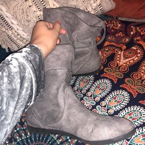 gray suede booties